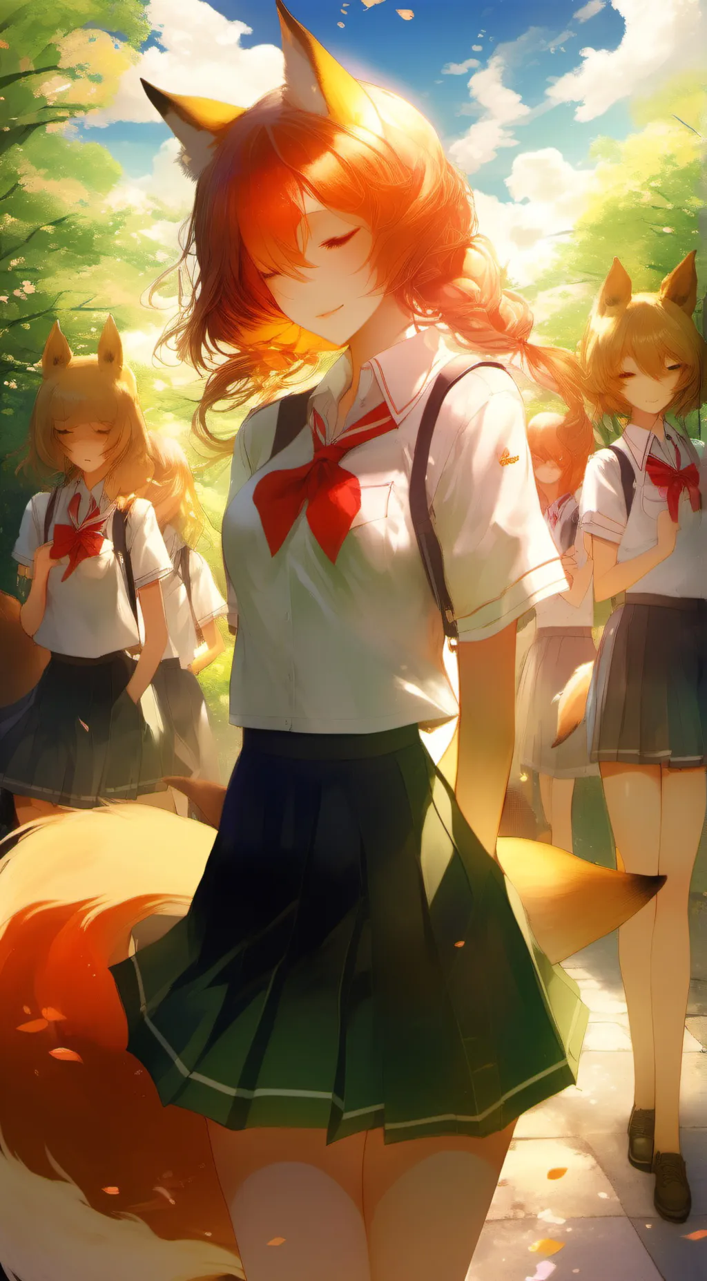 ai character: Fox girl school  background