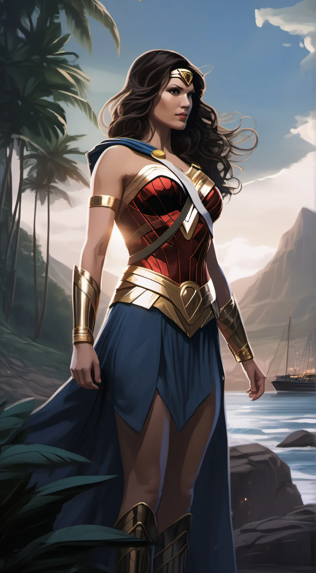 ai character: Wonder woman background