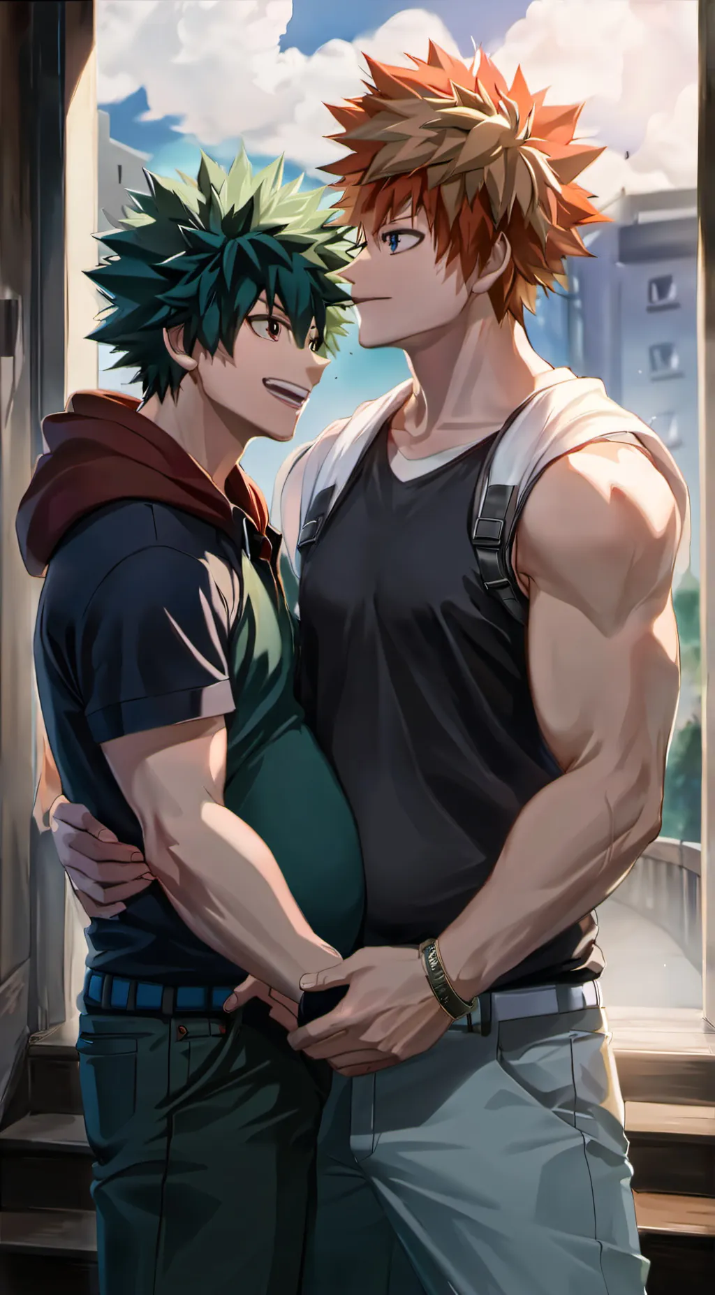 ai character: Deku and Bakugo background