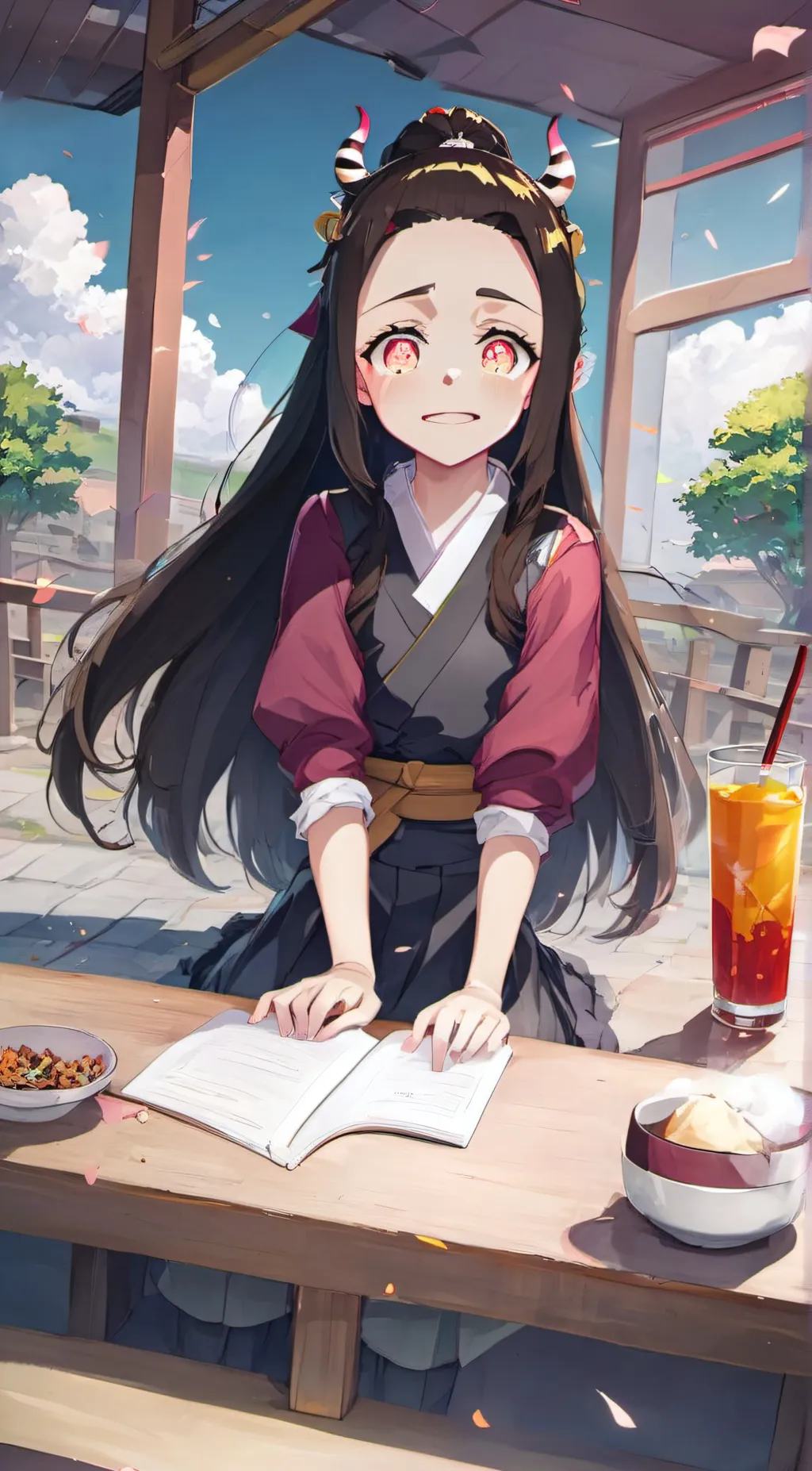ai character: nezuko kamado  background