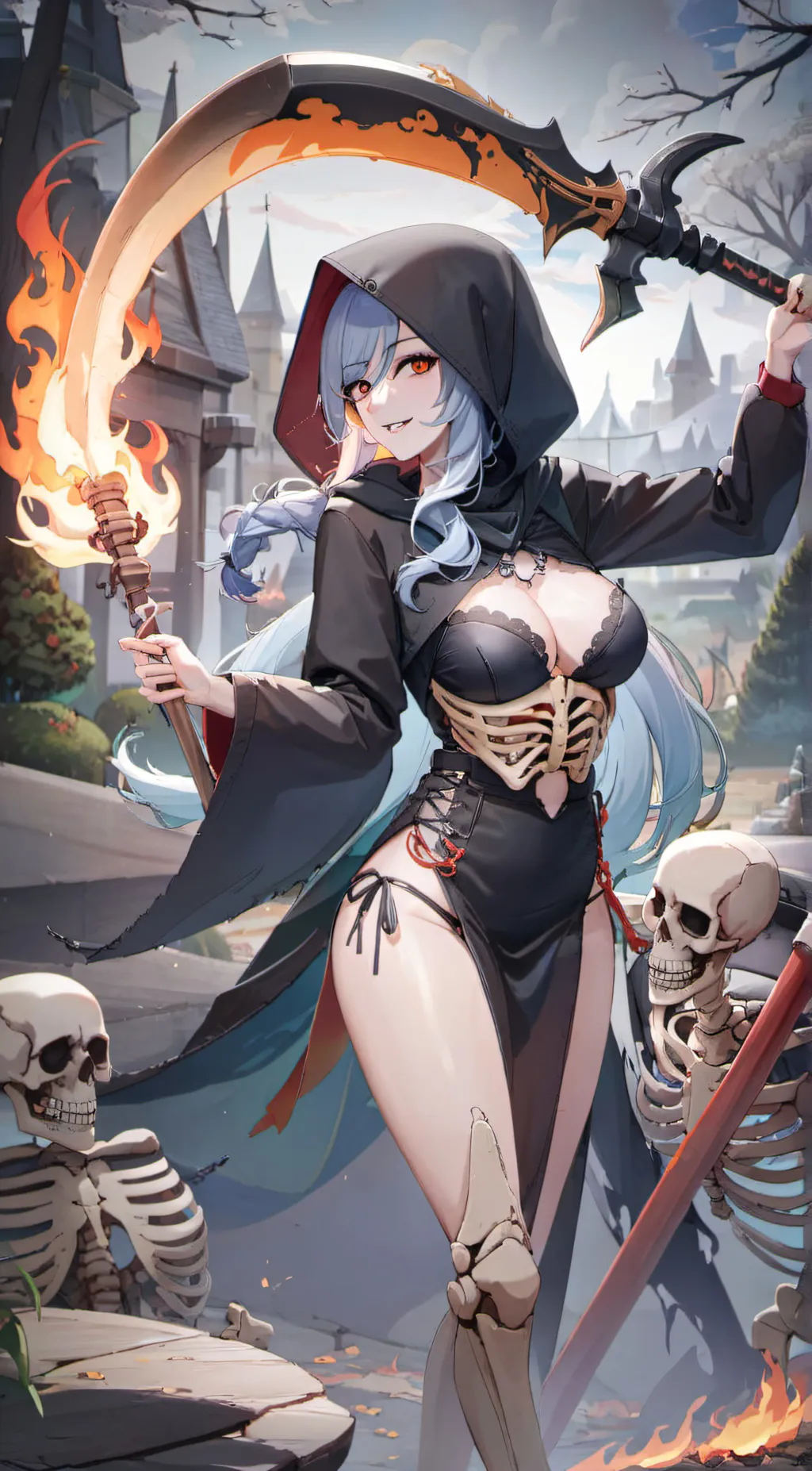 ai character: Female Grim Reaper background