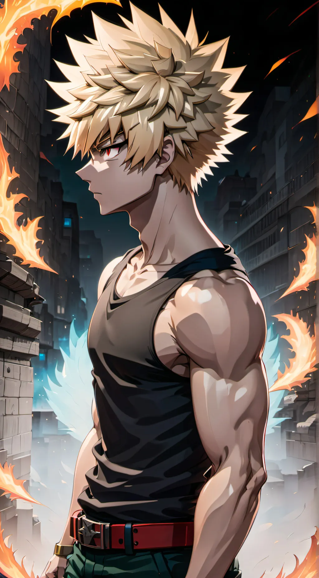 ai character: Bakugo Katsuki background