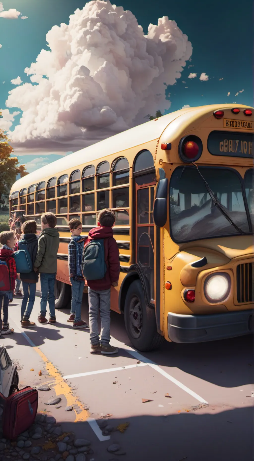 ai character: School Bus Drama 6 background