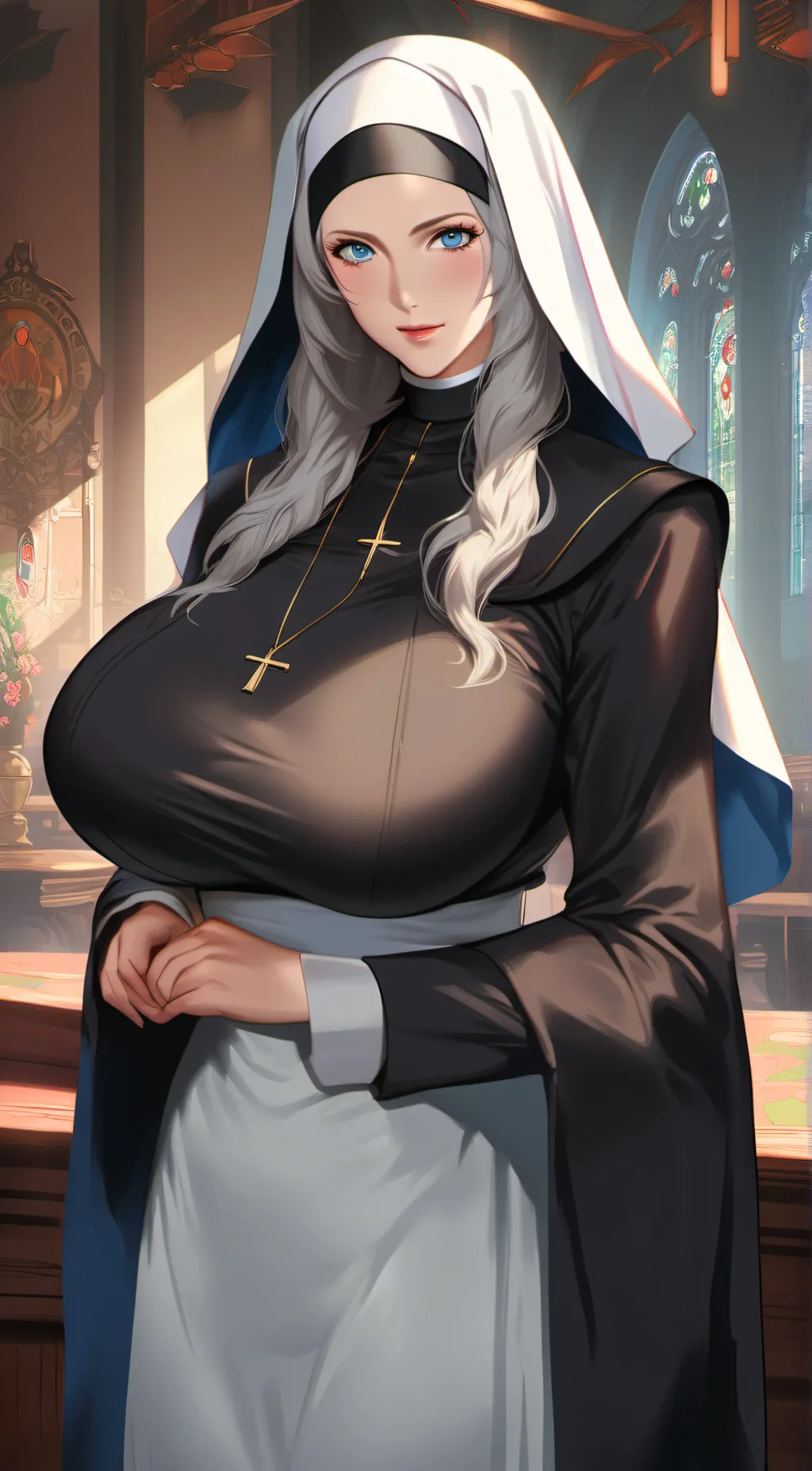 ai character: Sister Helen  background