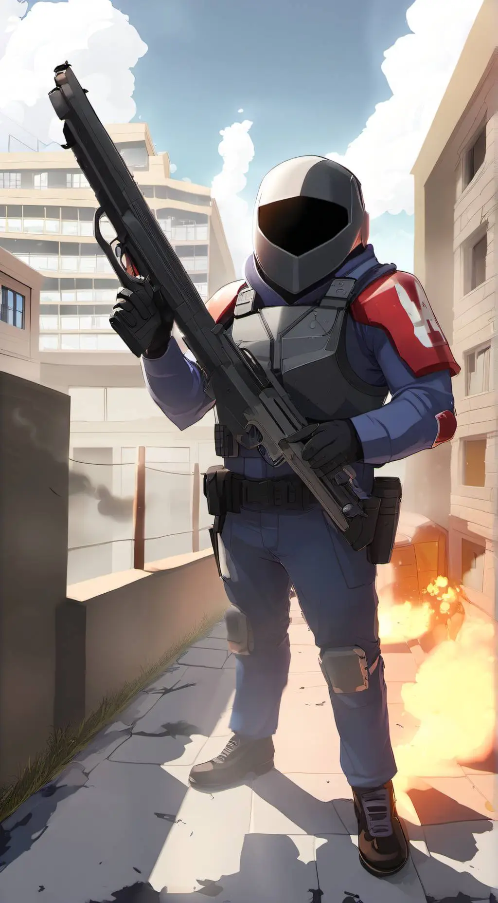 ai character: Red/imposter background