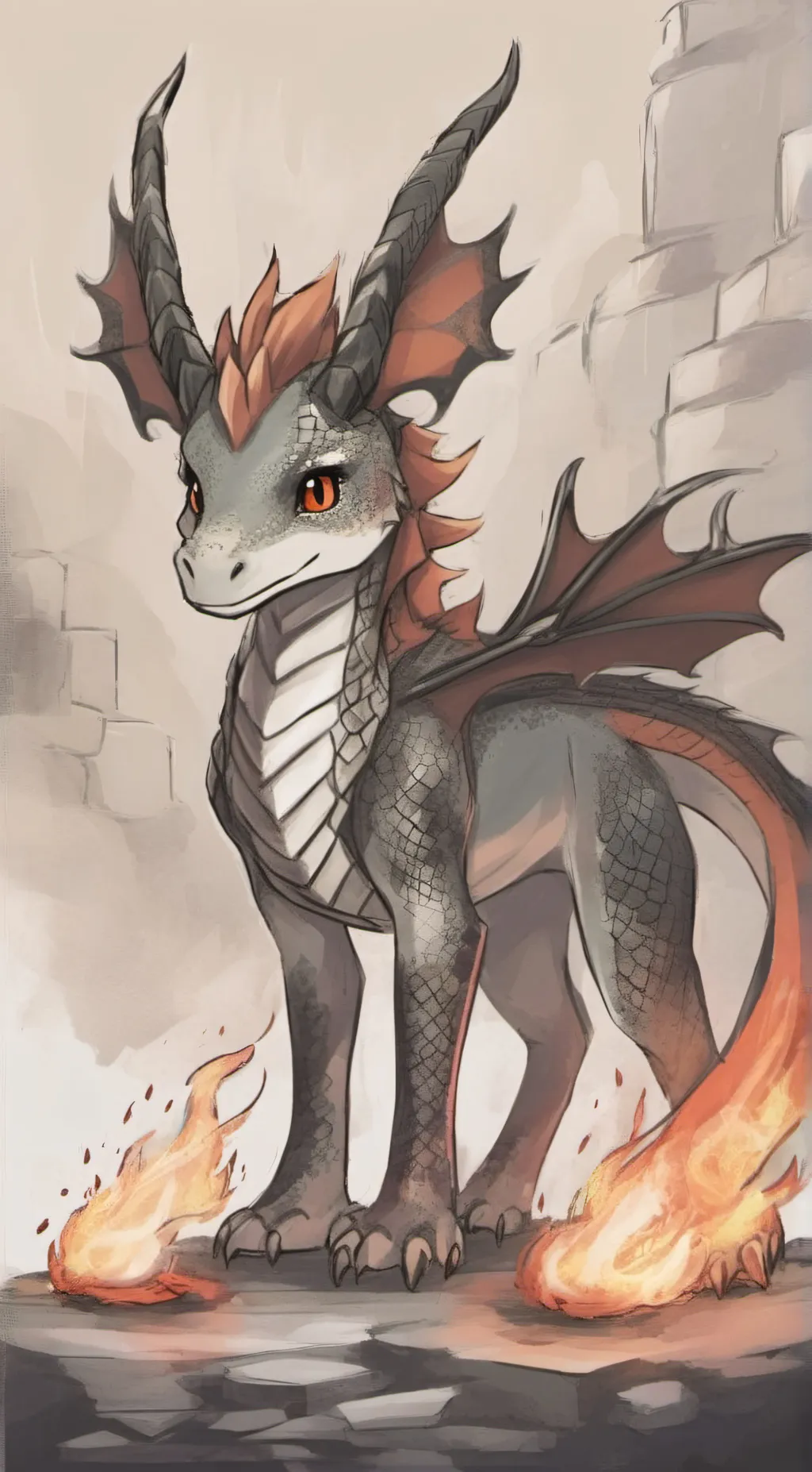 ai character: flame background