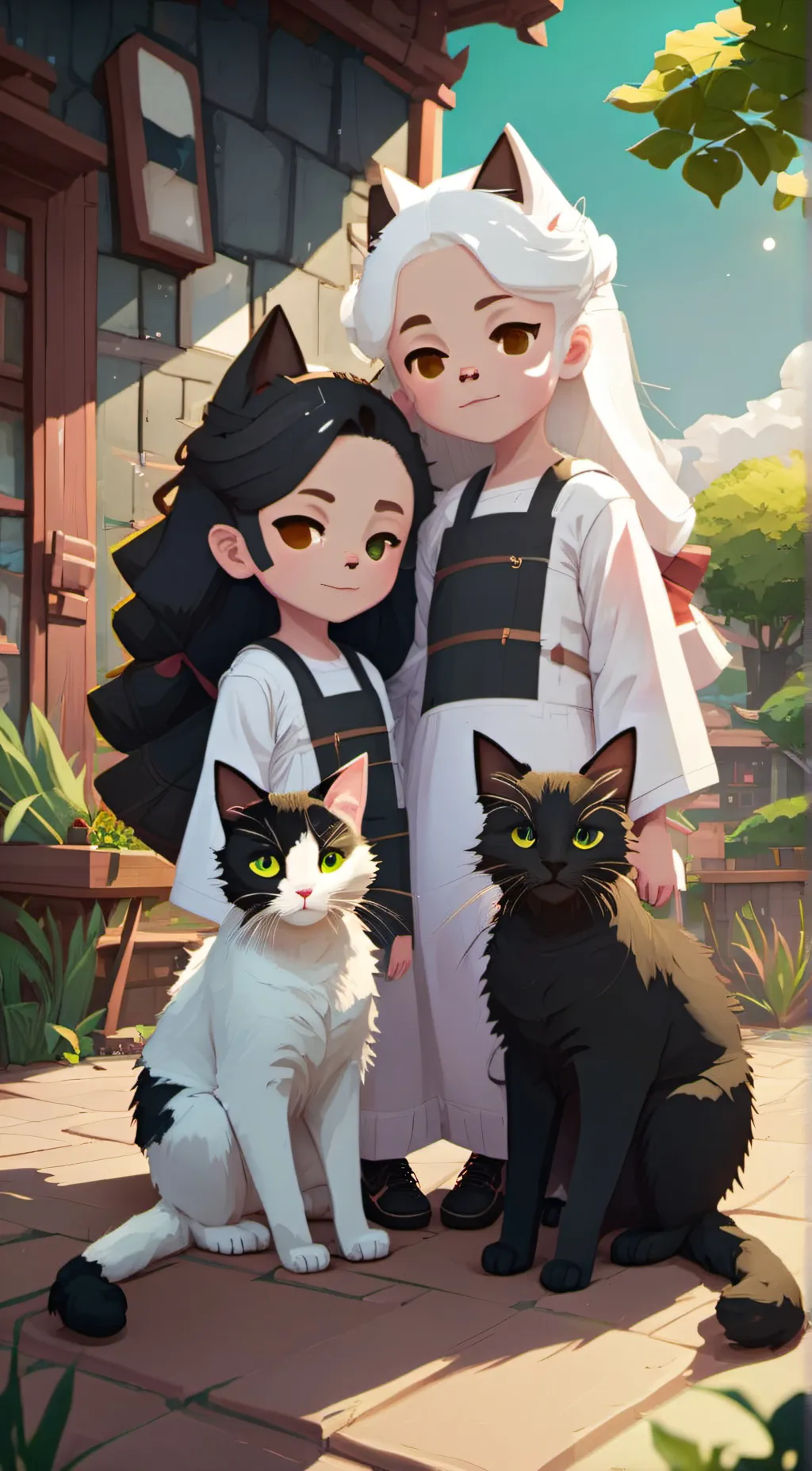 ai character: Mia and ruby background