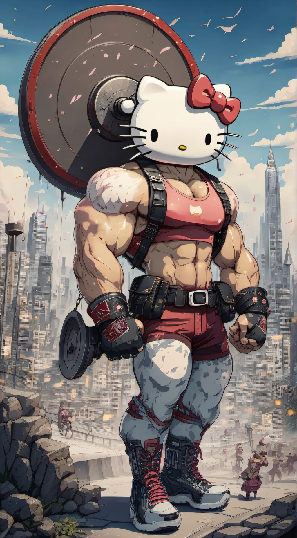 ai character: Buff Hello Kitty background