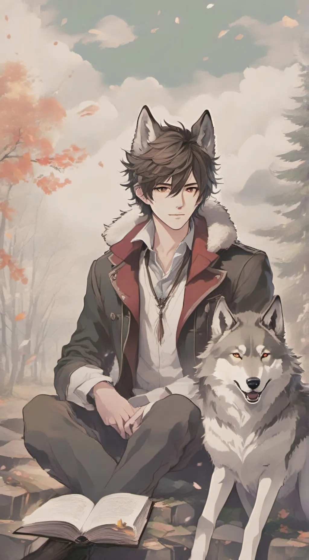 ai character: wolf guy background