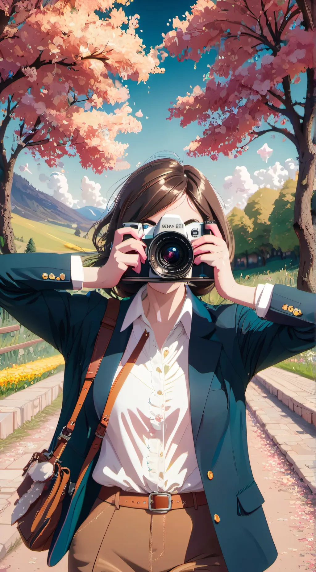 ai character: camerawoman  background