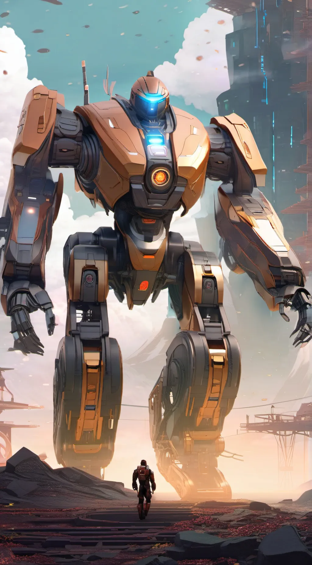 ai character: Titan Robot  background