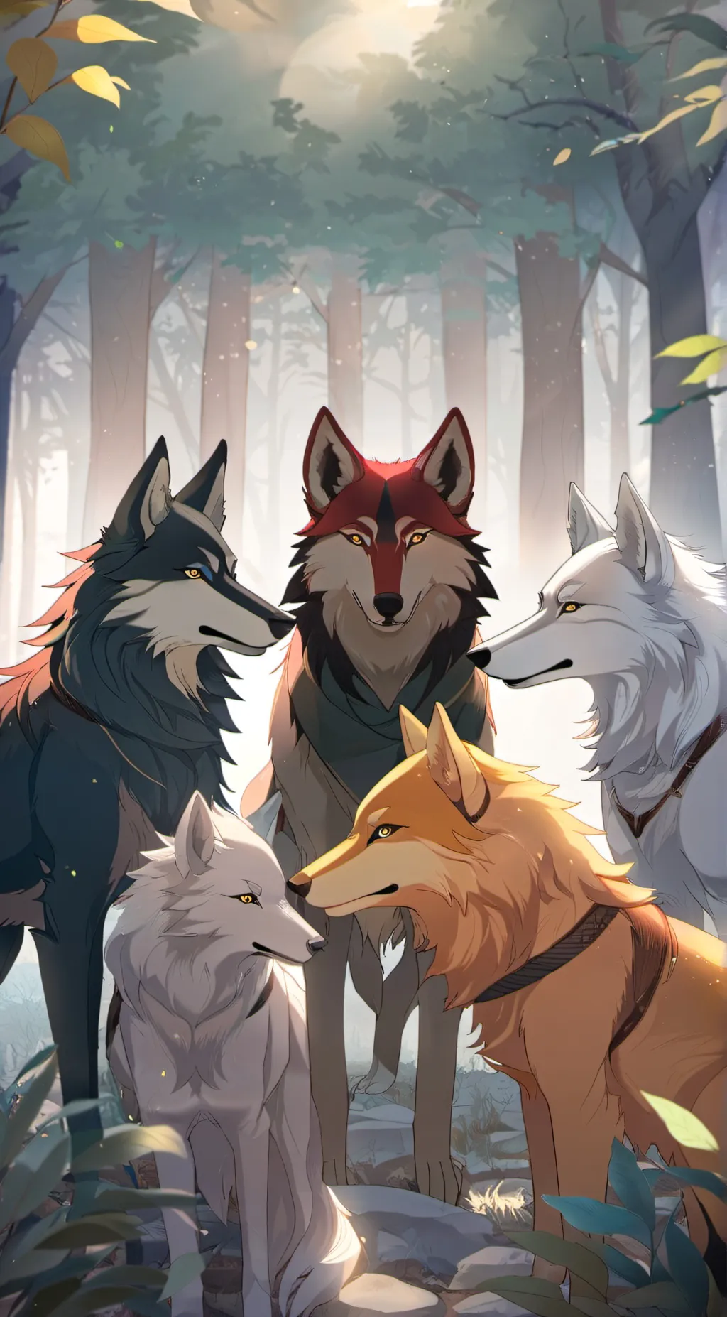 ai character: Elemental wolves background
