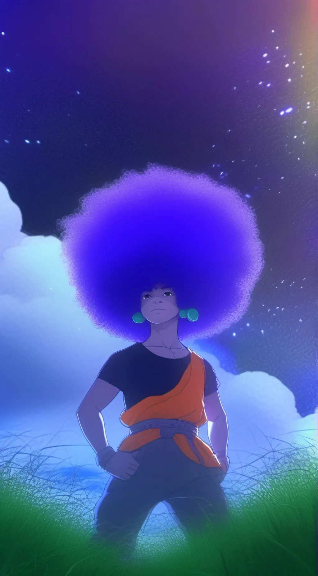 ai character: Afro (Saiyan)  background