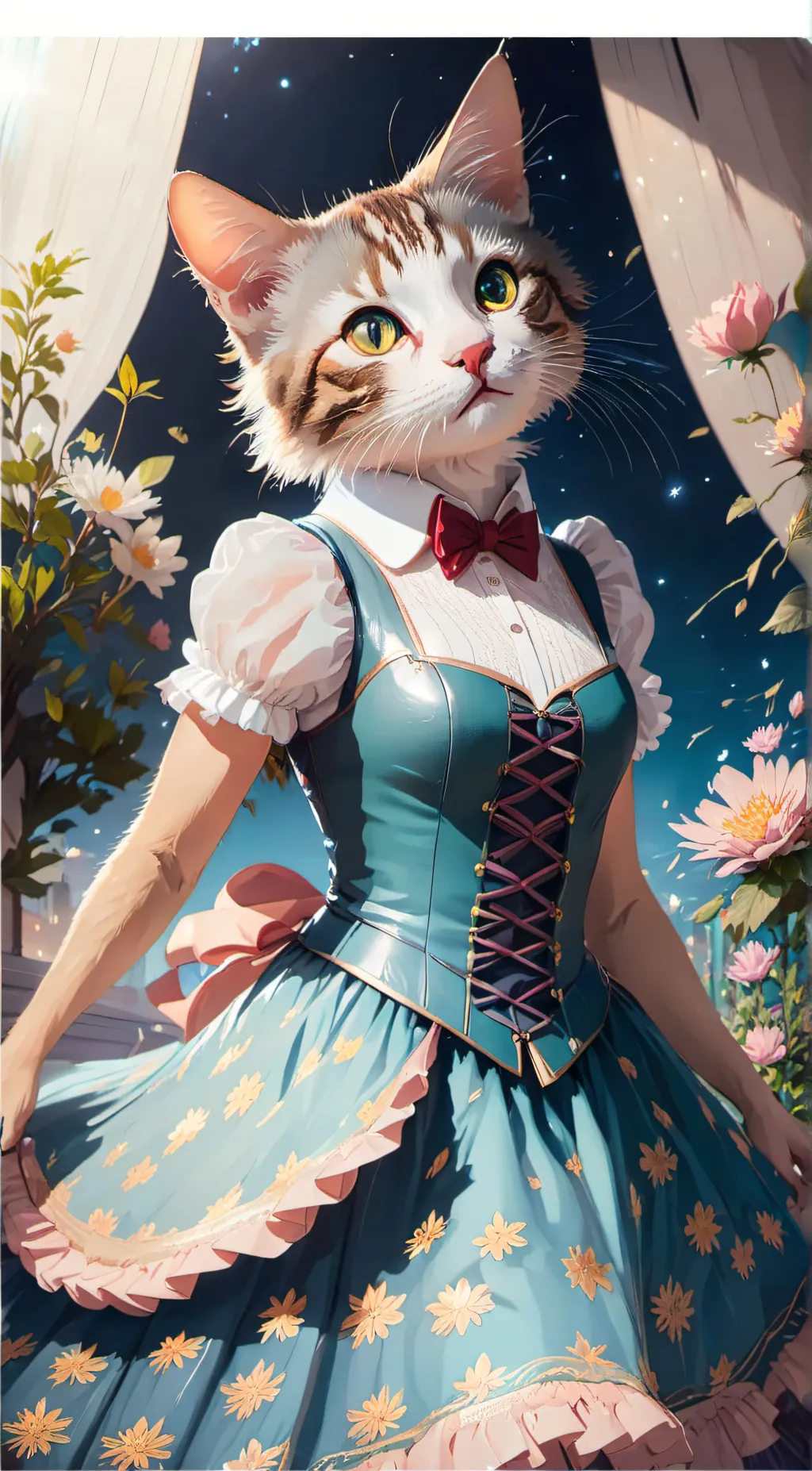 ai character: Cat girl  background