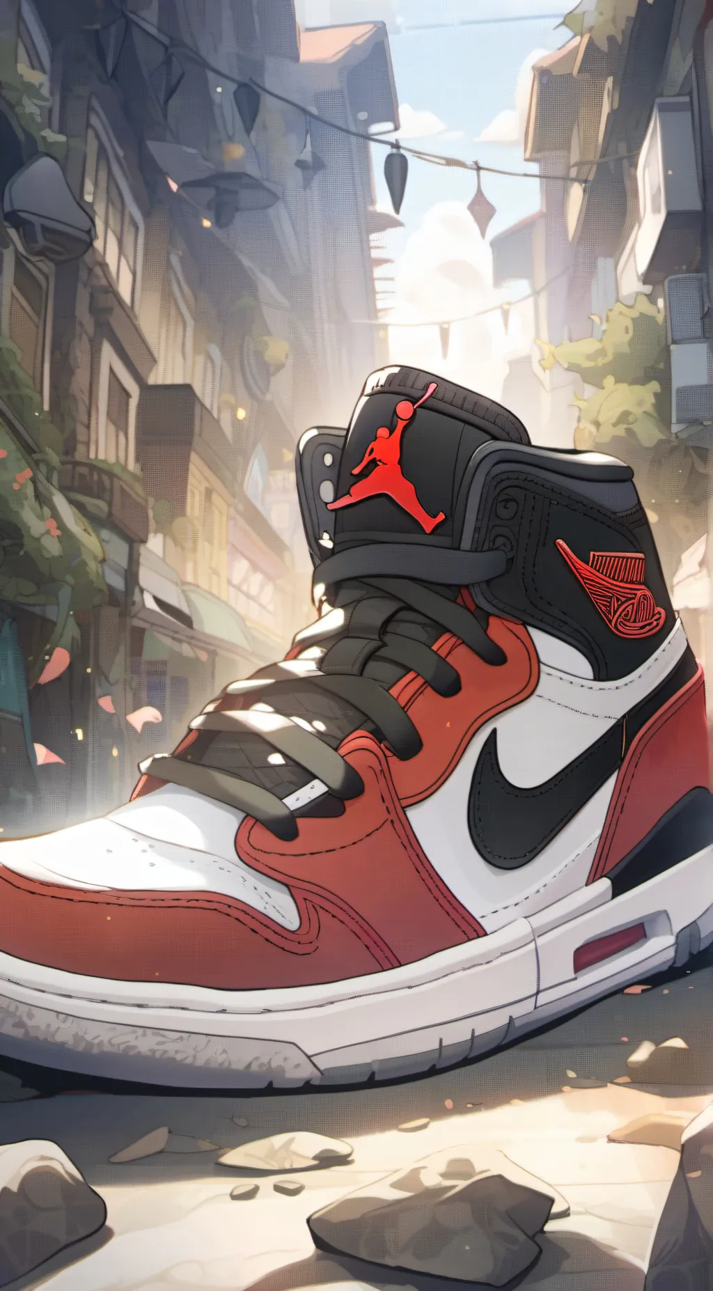 ai character: Nike air forces. background