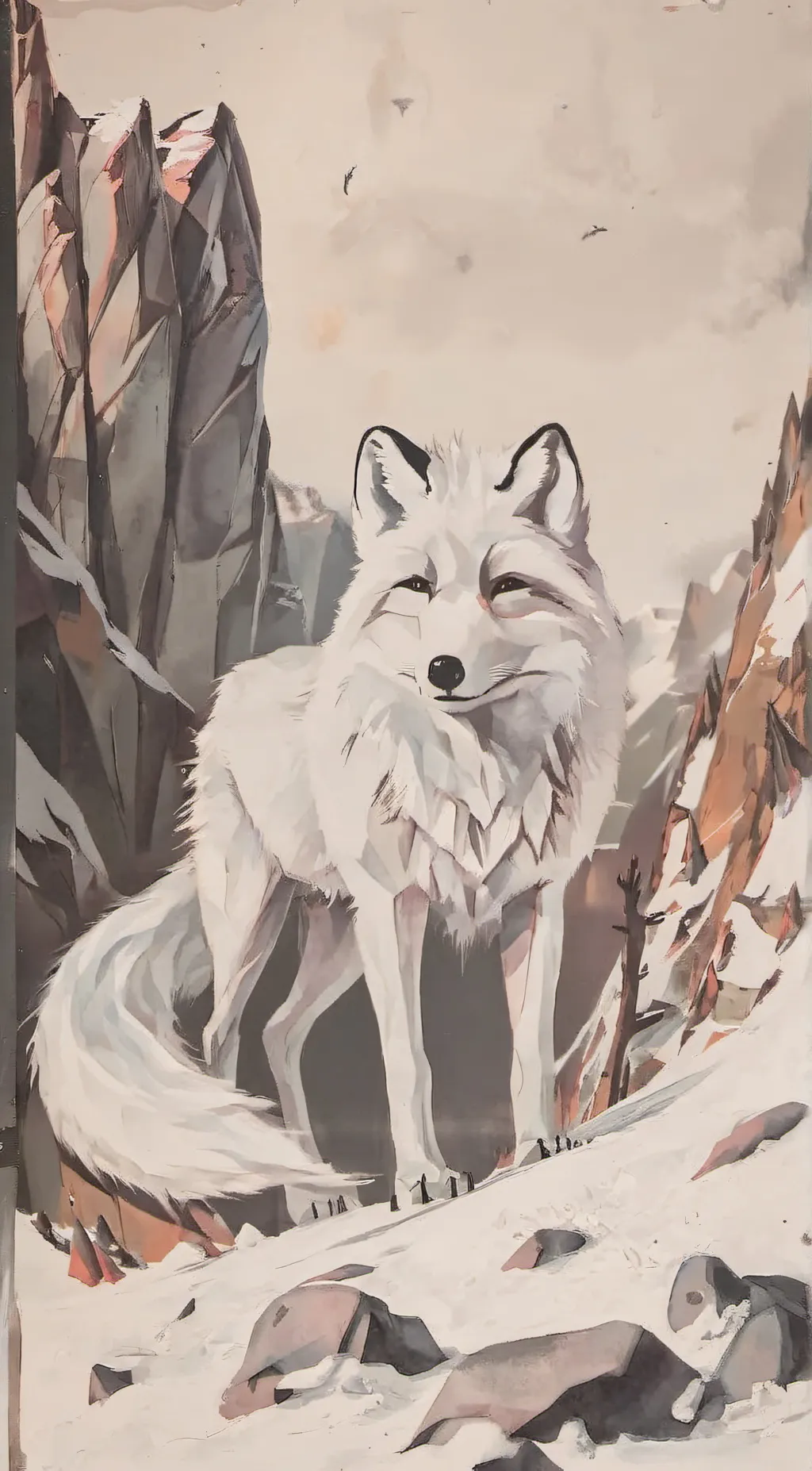 ai character: artic fox  background