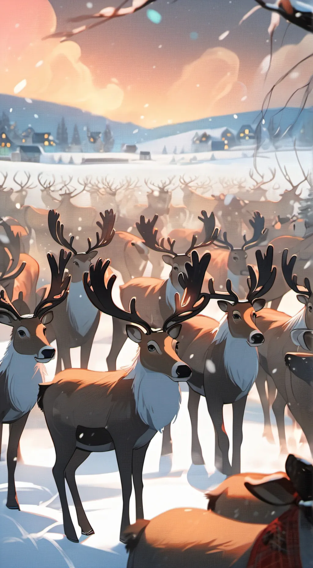 ai character: santas reindeer background
