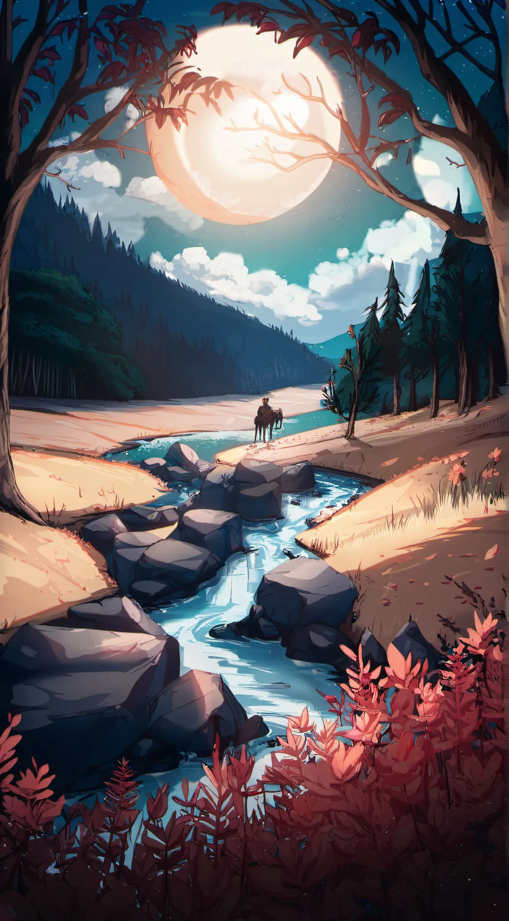 ai character: Rain forest background