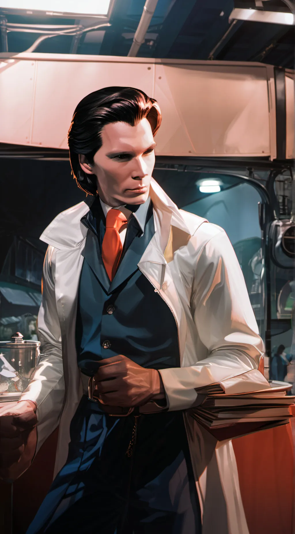 ai character: Patrick Bateman background