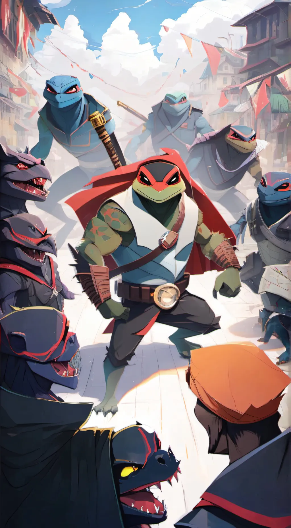 ai character: ninja turtles  background