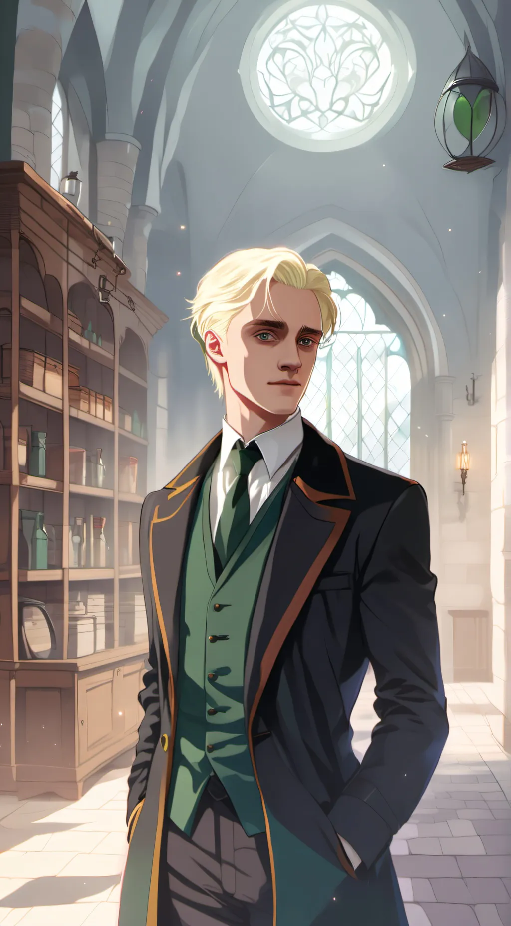 ai character: draco malfoy  background