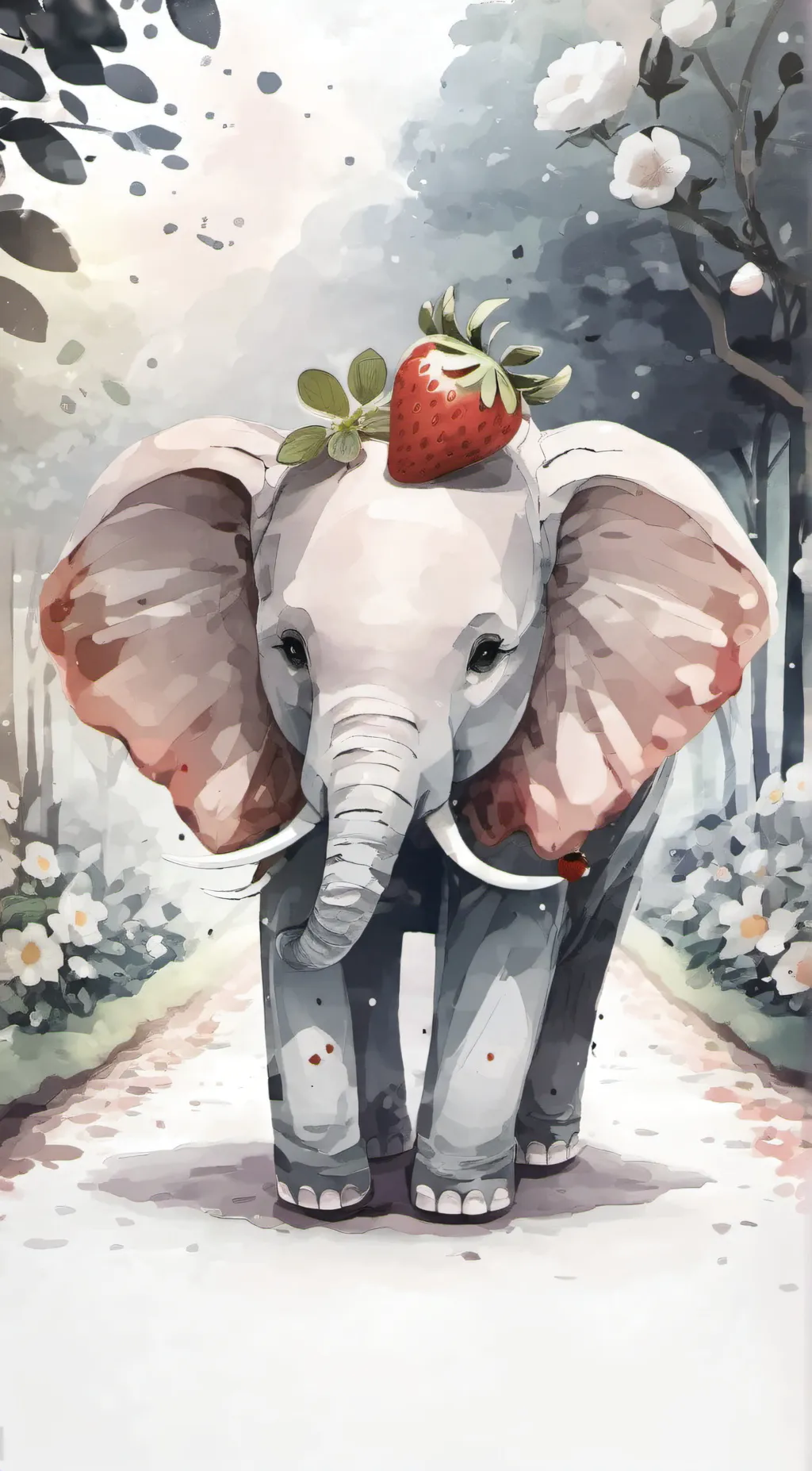 ai character: strawberry elephan background