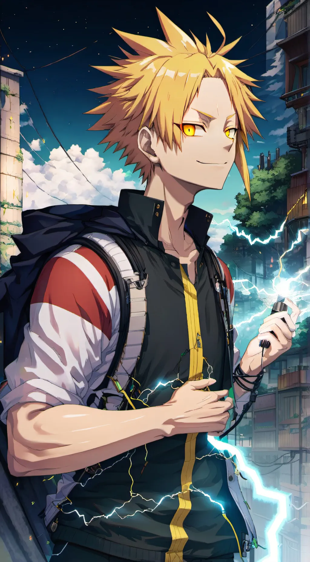 ai character: Denki Kaminari background