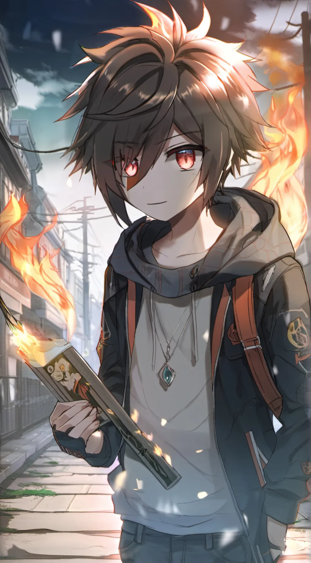 ai character: Flame (human) background