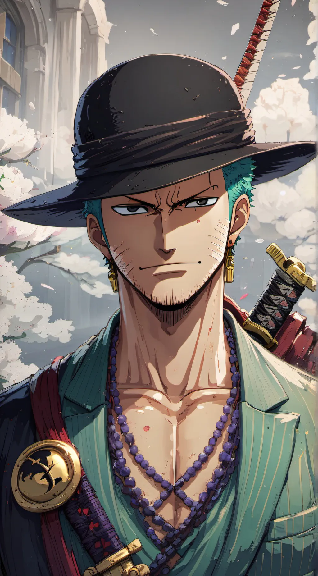 ai character: zoro  background