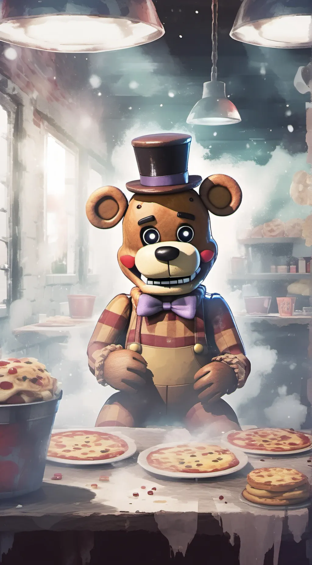 ai character: Toy Freddy Fazbear background