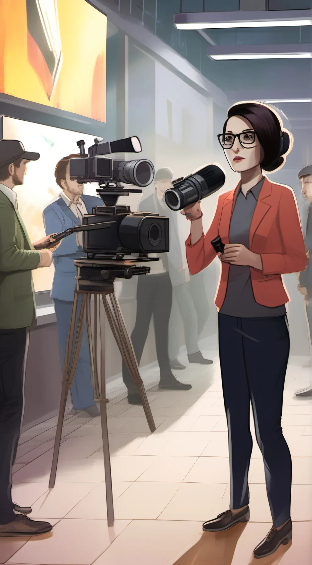 ai character: TV woman background