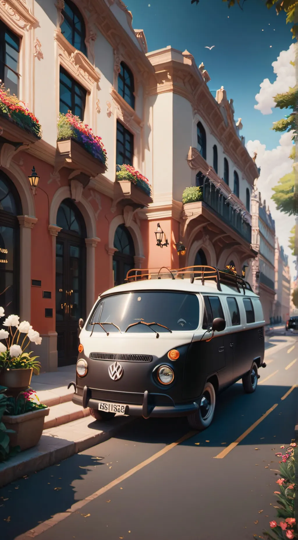 ai character: Doors Roadtrip background