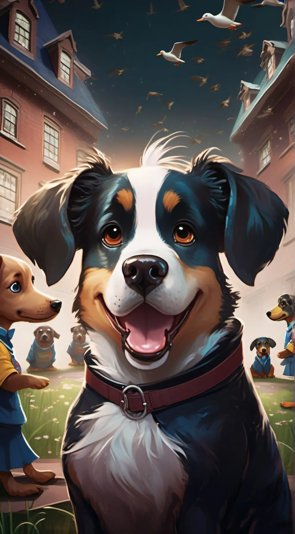 ai character: dog high school background