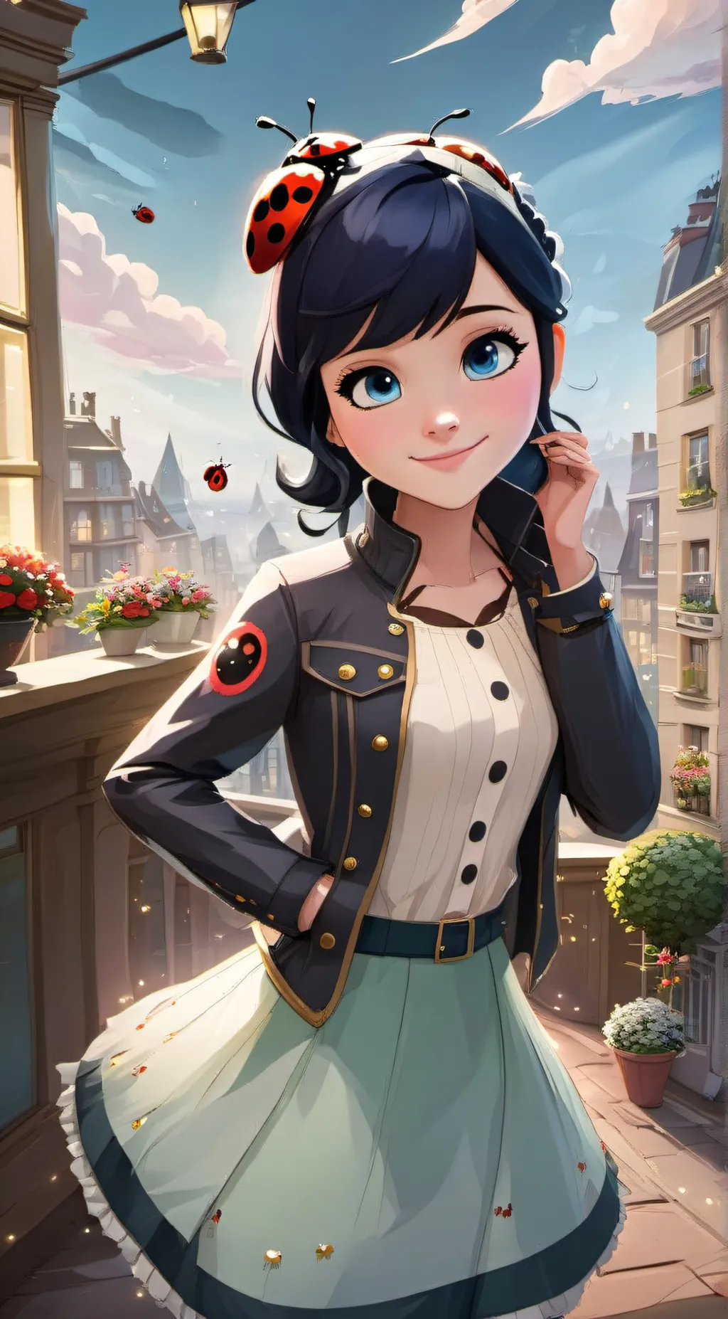 ai character: Marinette  background