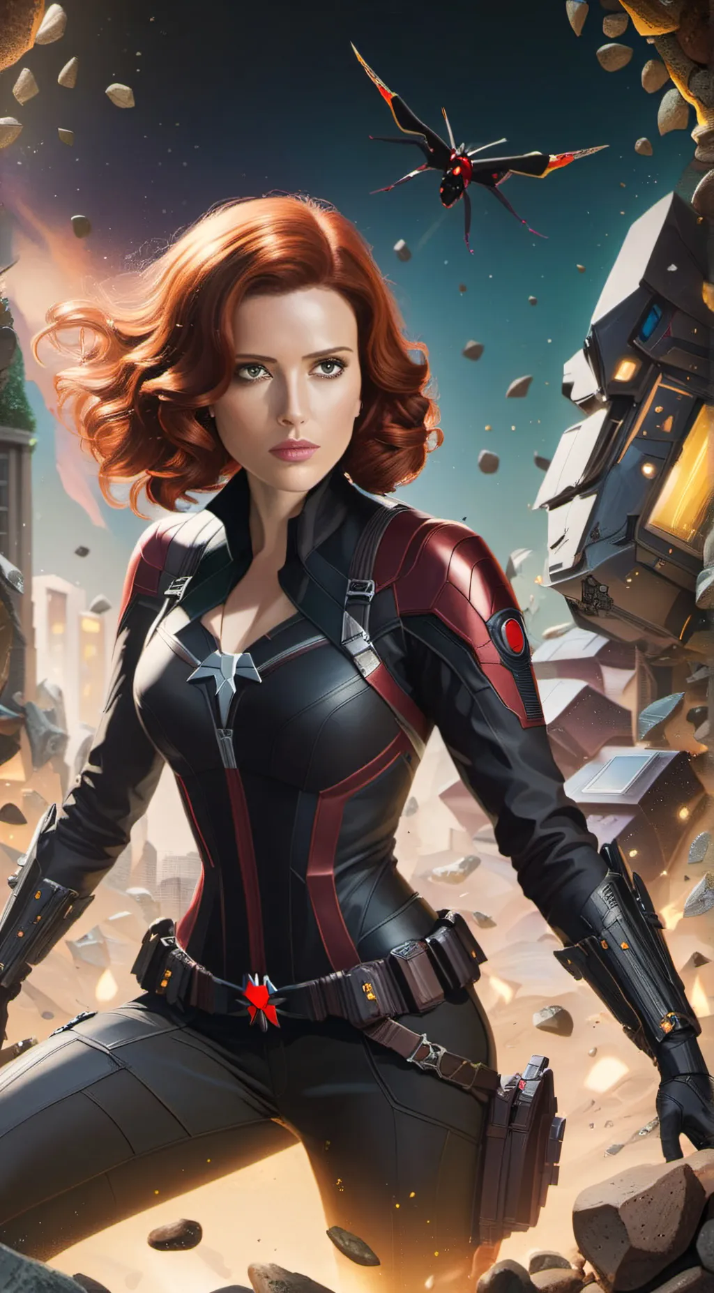 ai character: black widow  background