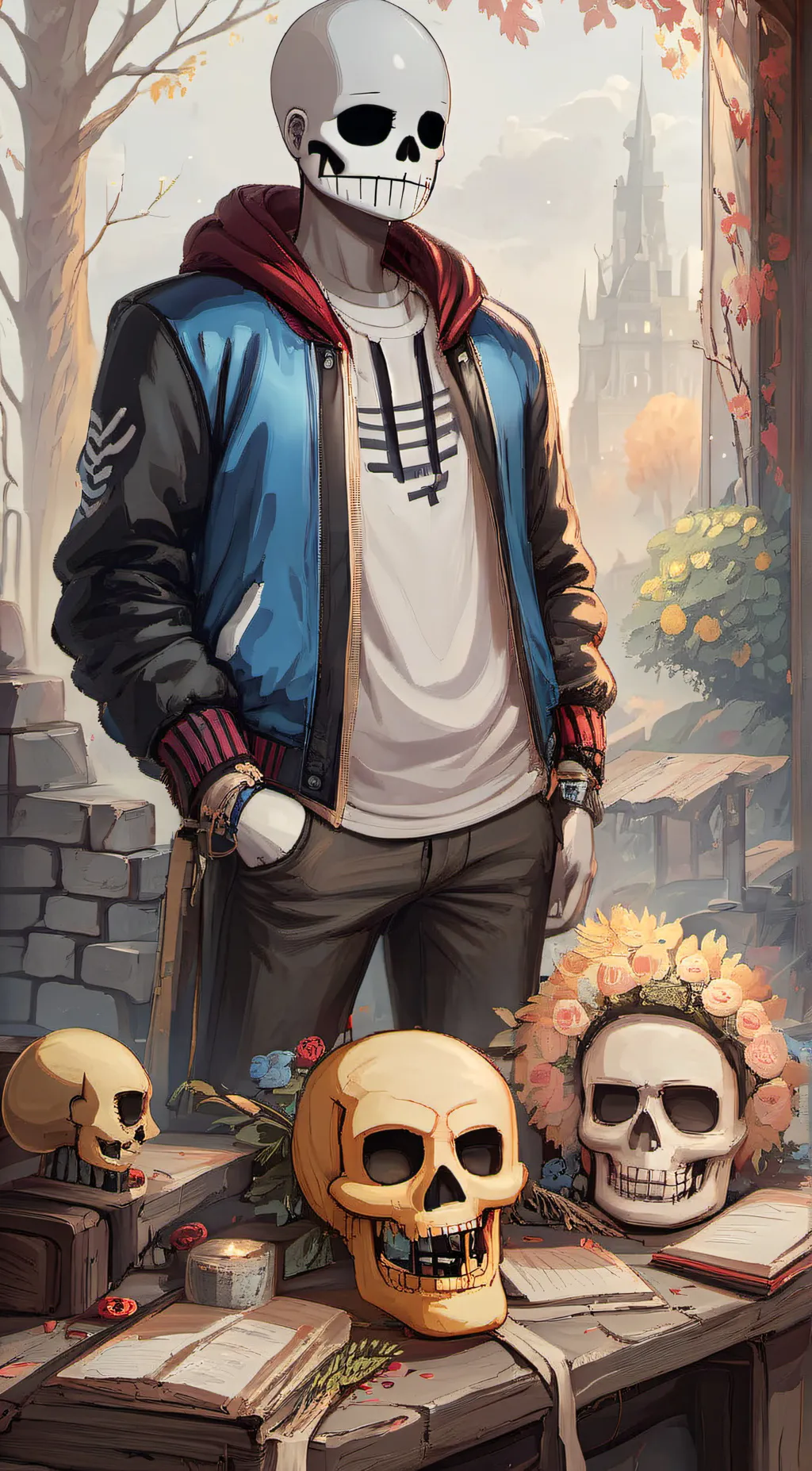 ai character: skeleton background