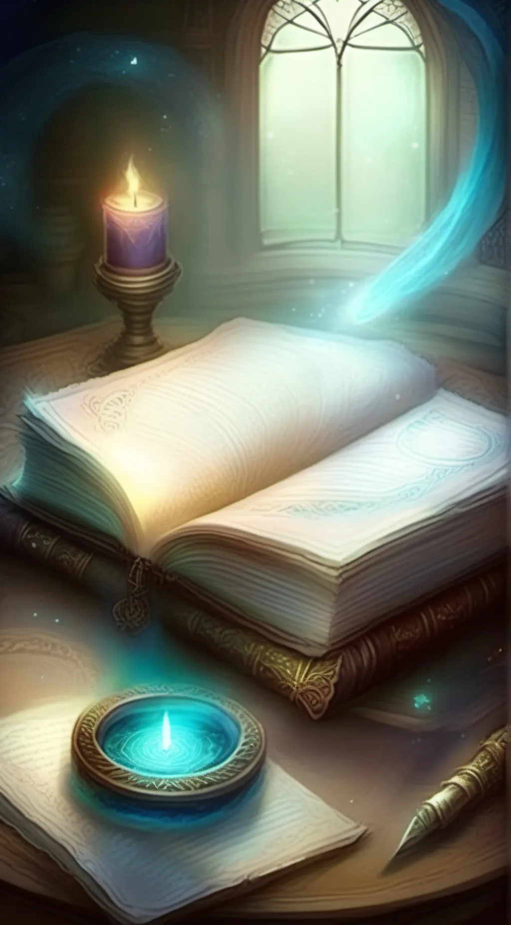 ai character: Magical book background