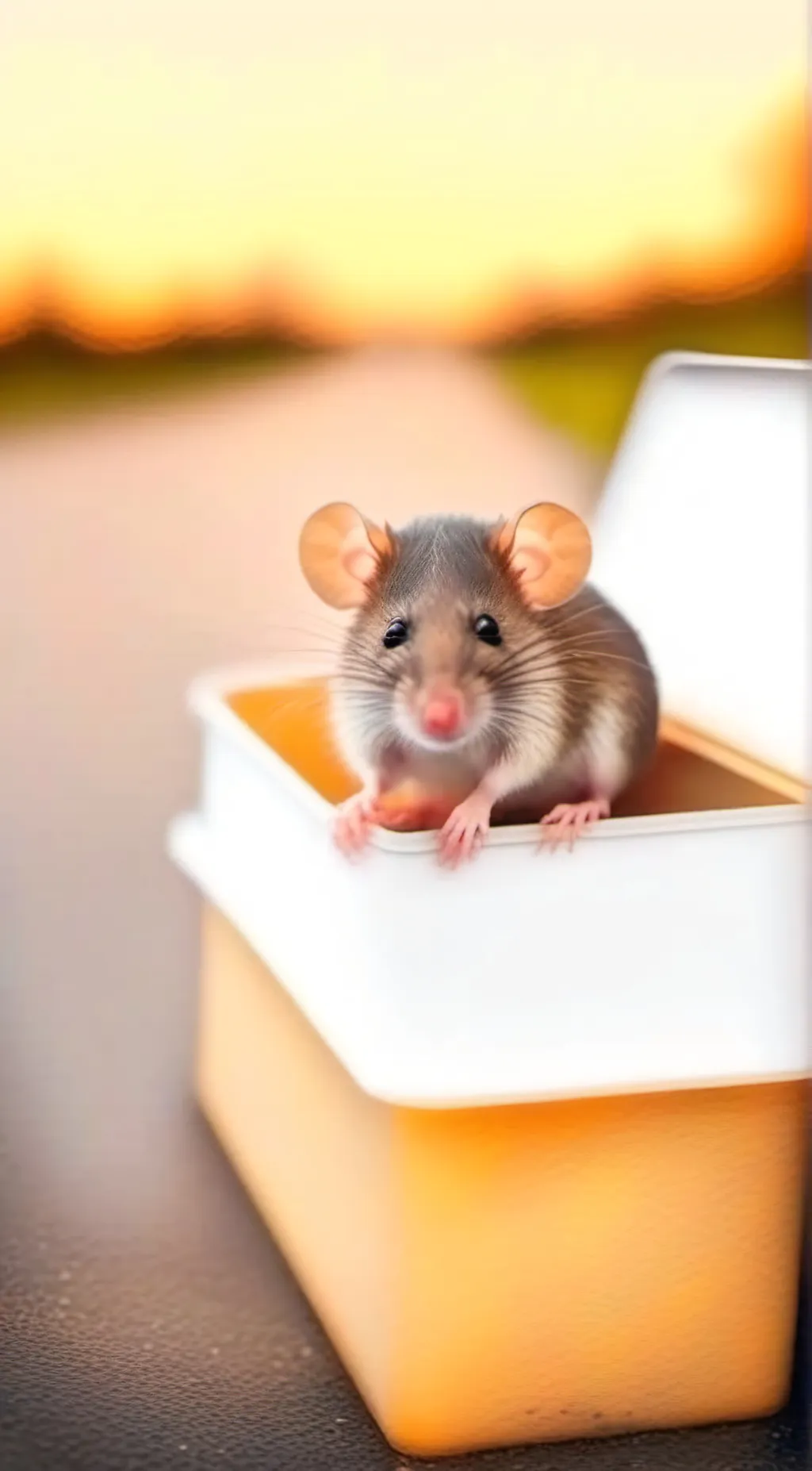 ai character: baby stranded rat background