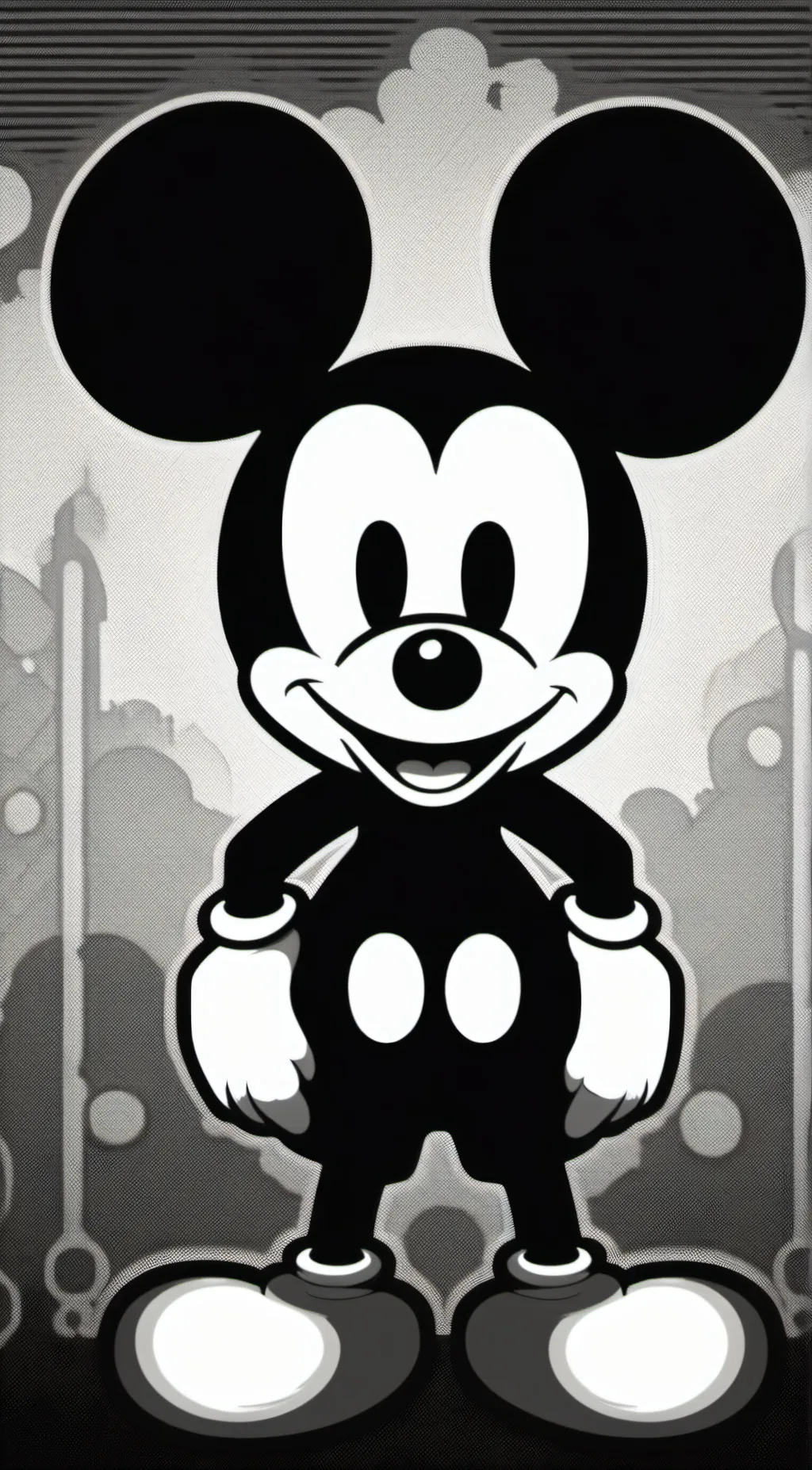 ai character: Grayscale Mickey background