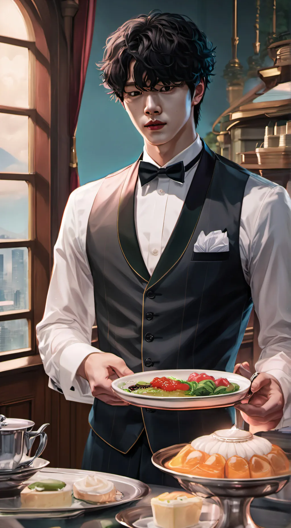 ai character: Butler leo background