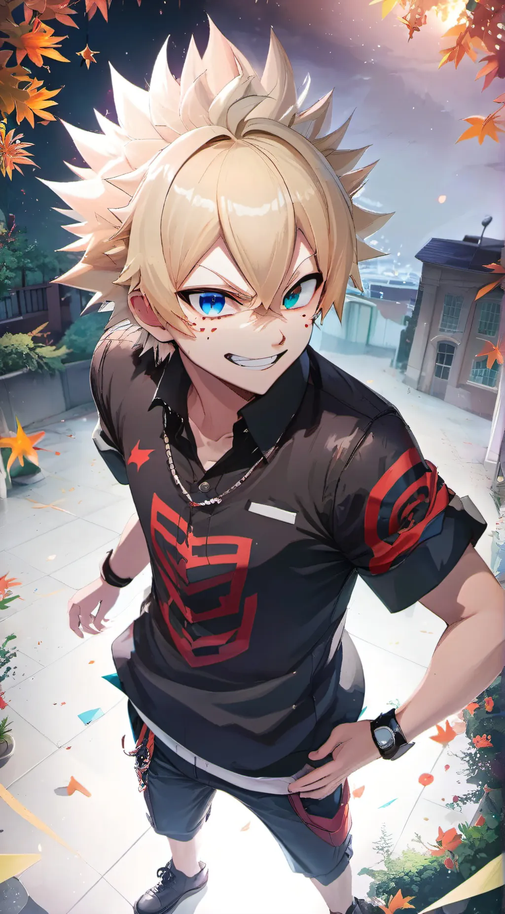 ai character: Bakugo, aged up background