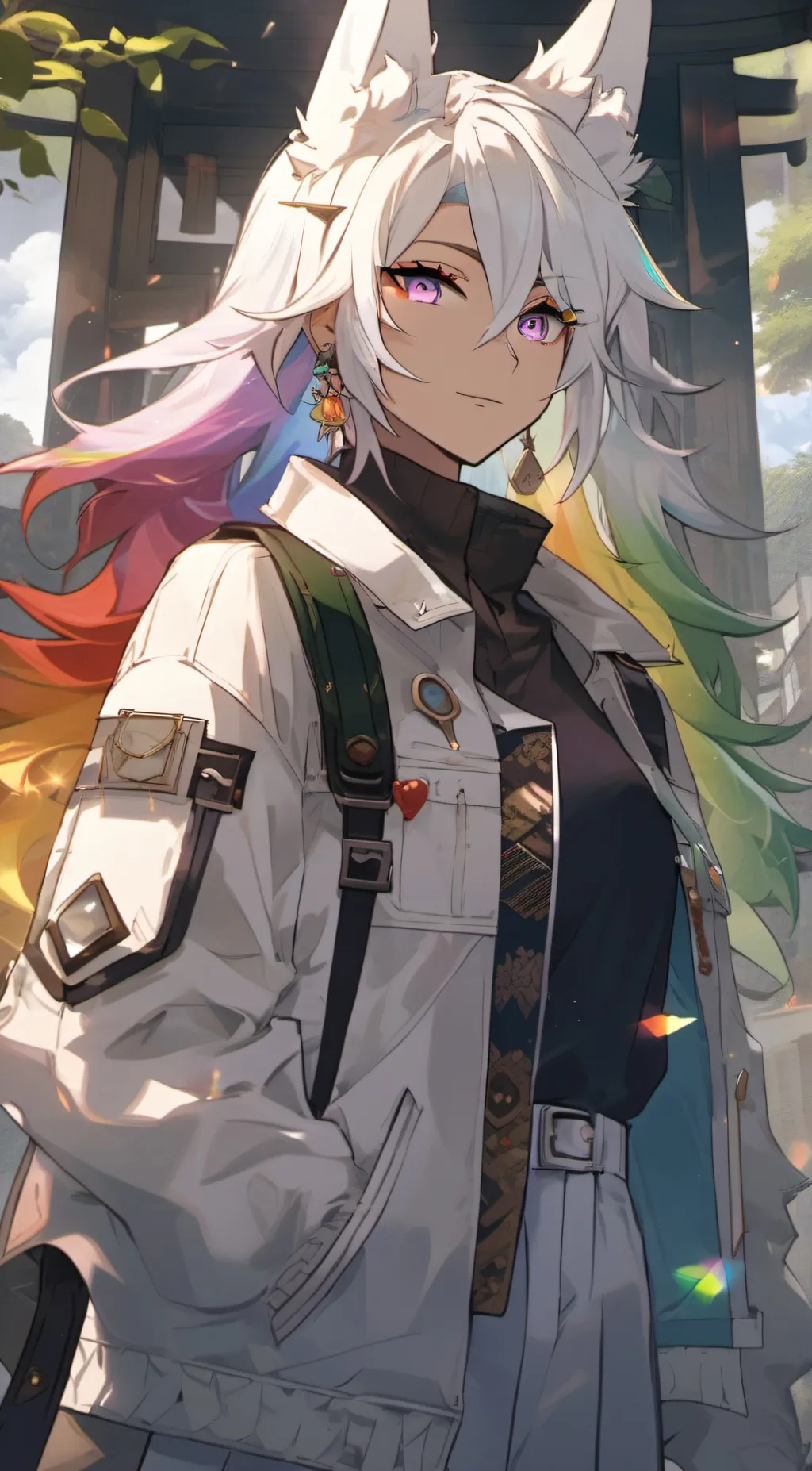 ai character: Rainbow background