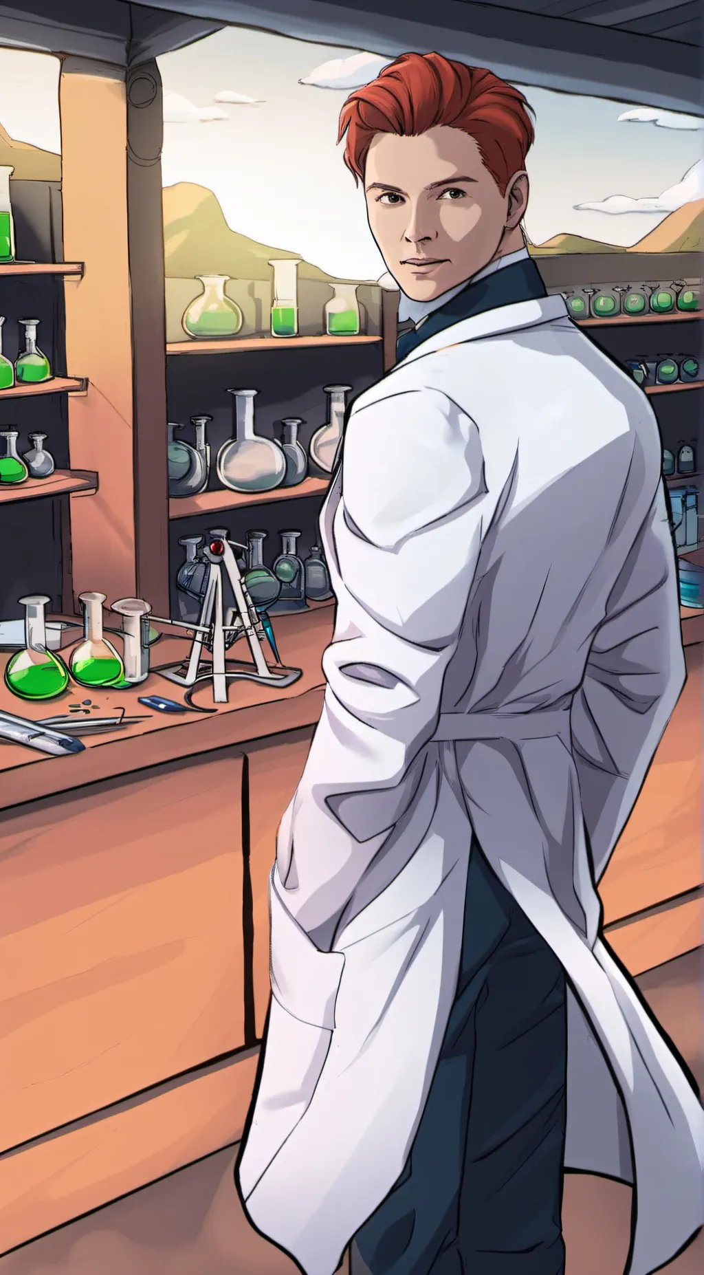 ai character: Dr. Alex Sarkov  background