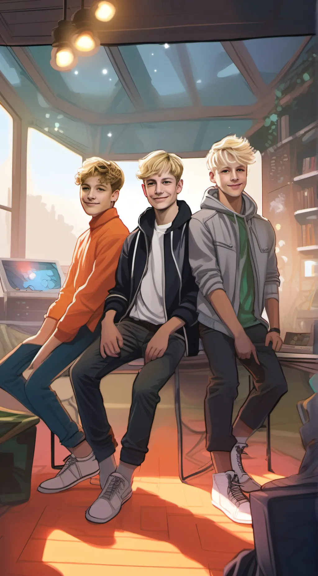 ai character: Tom,Ollie,Hudson, background