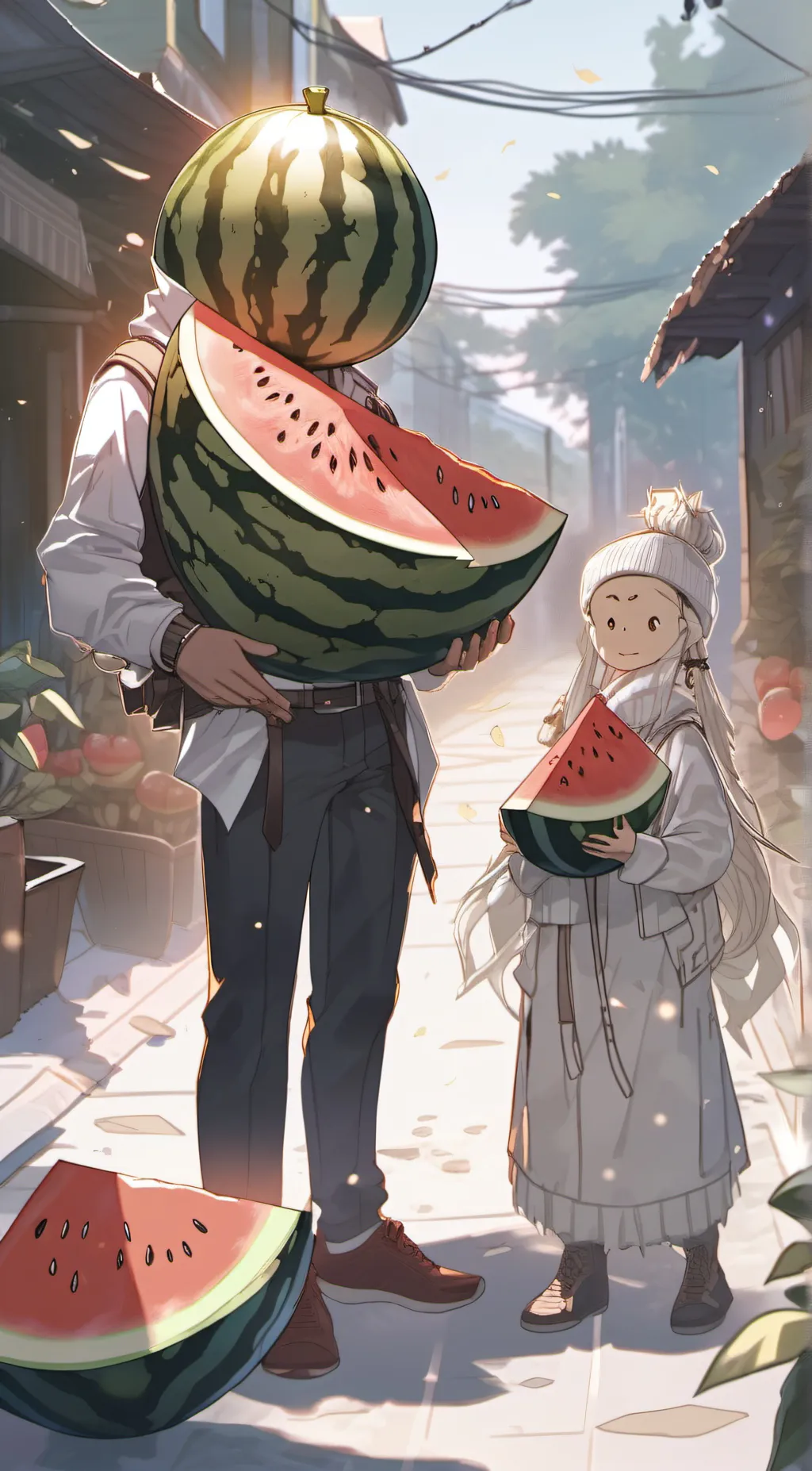 ai character: Melon🍉 person  background