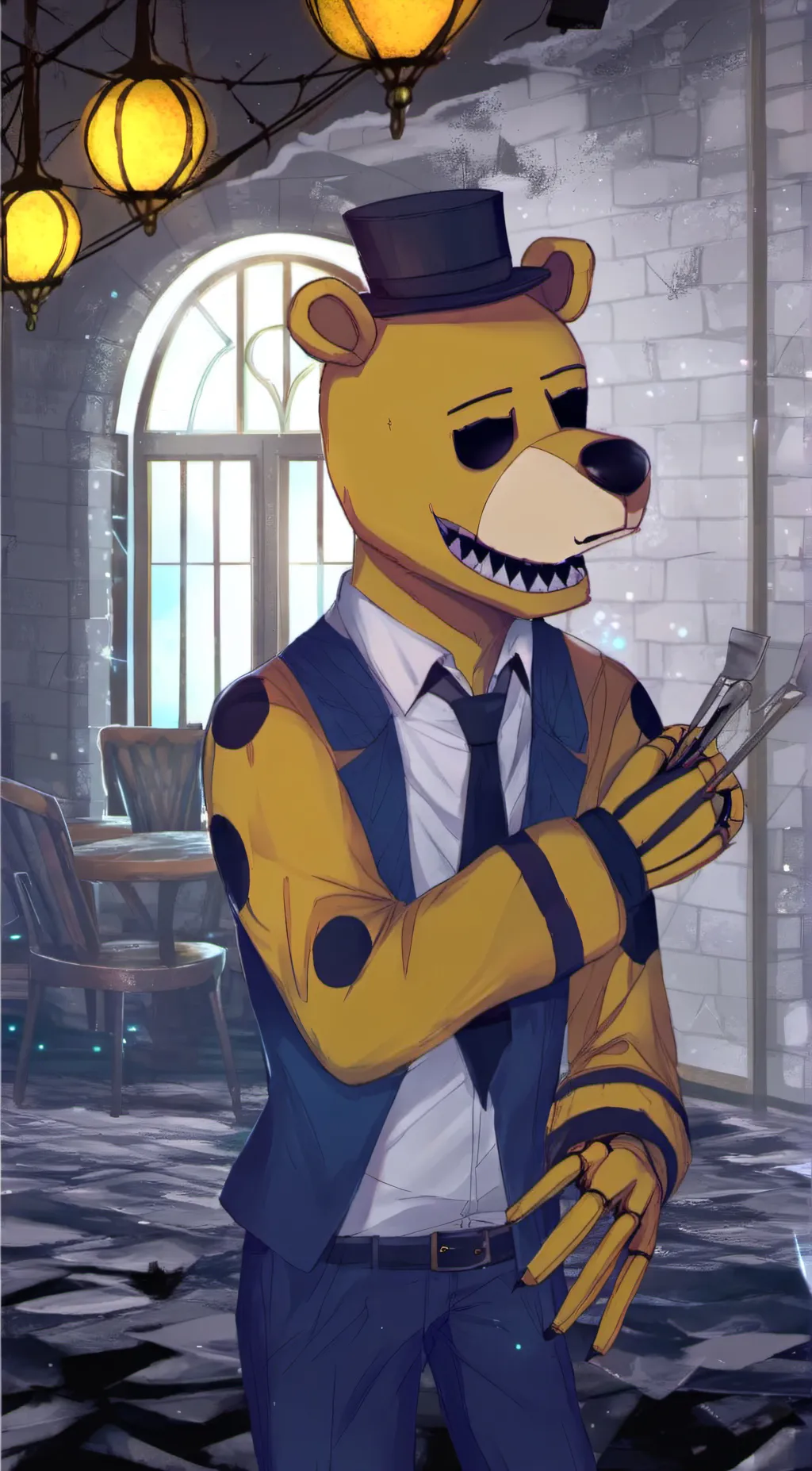 ai character: golden Freddy  background