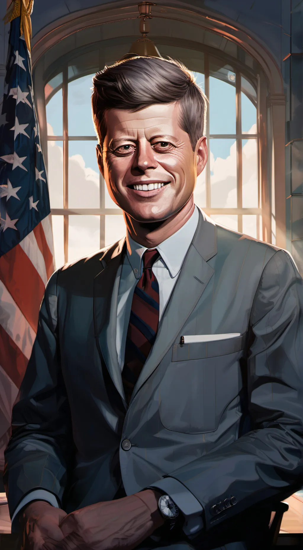 ai character: John F Kennedy background