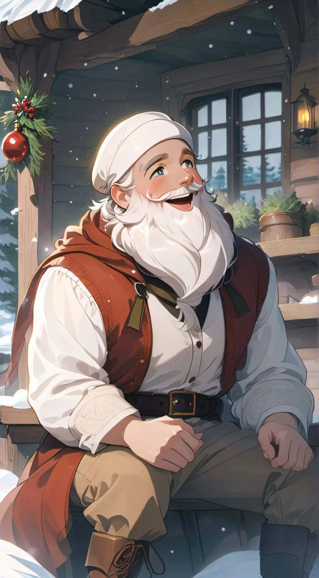 ai character: Santa Claus  background