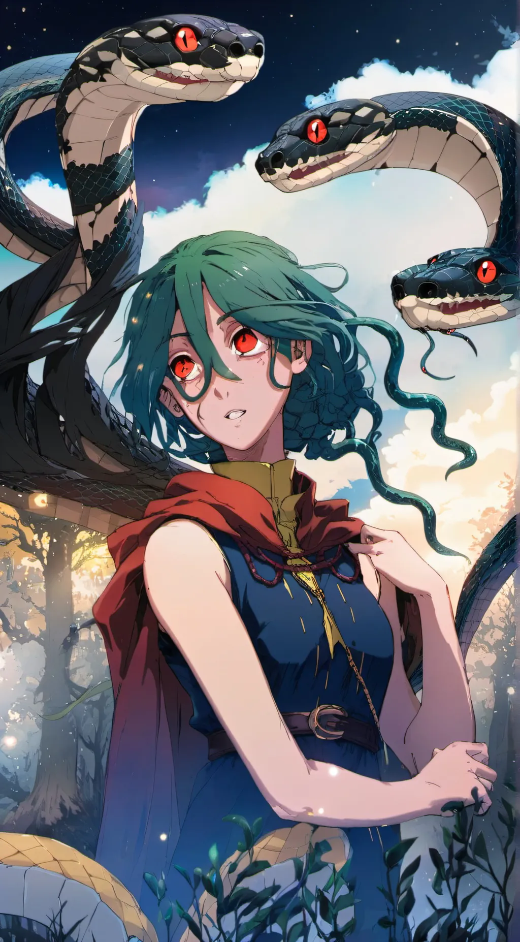 ai character: Medusa  background