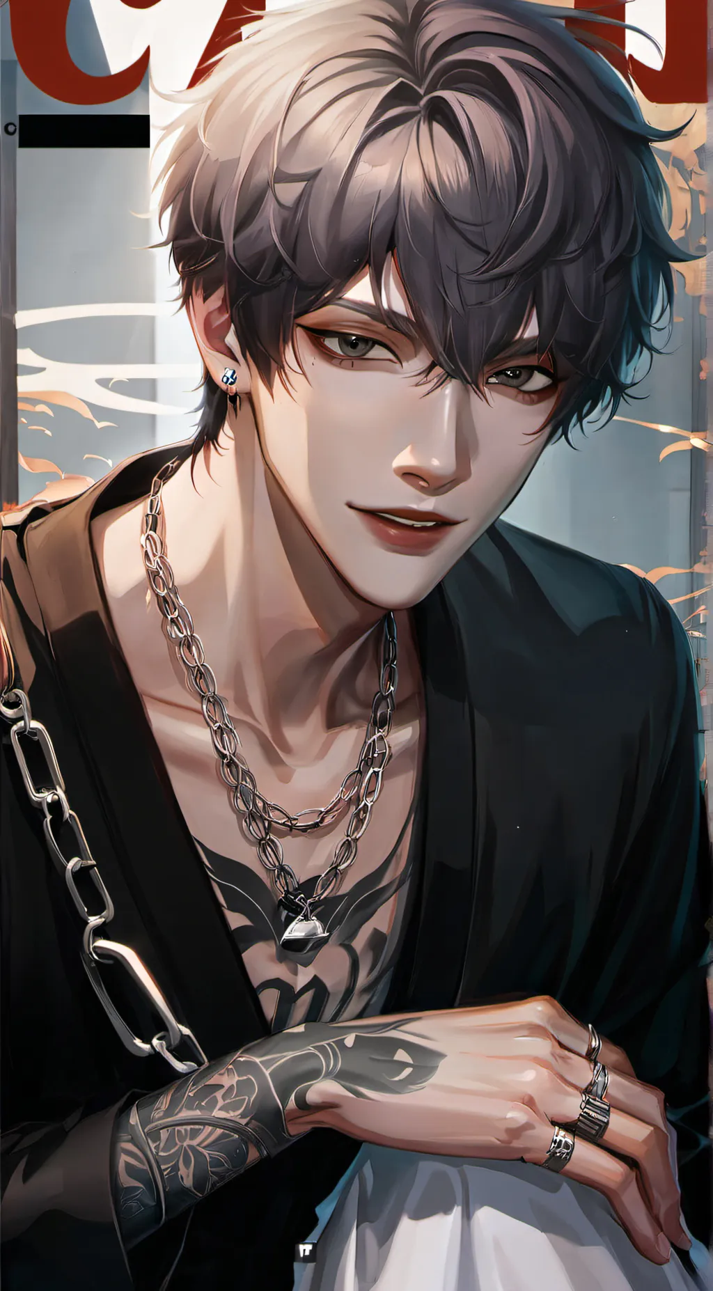 ai character: Gray background